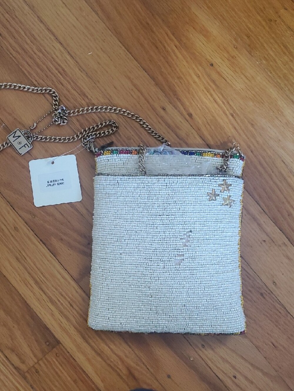 Mary Frances Beaded Rainbow Unicorn Zip Pouch Crossbody Purse - Picture 2 of 6